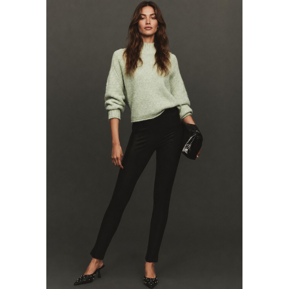 ANTHROPOLOGIE SANCTUARY W LARGE New Faux Leather Leggings Black Pants Pull On